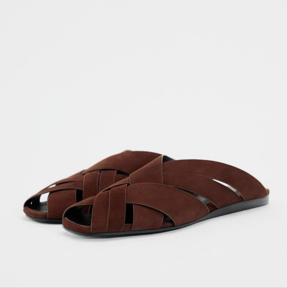 Zara Suede Woven Mules